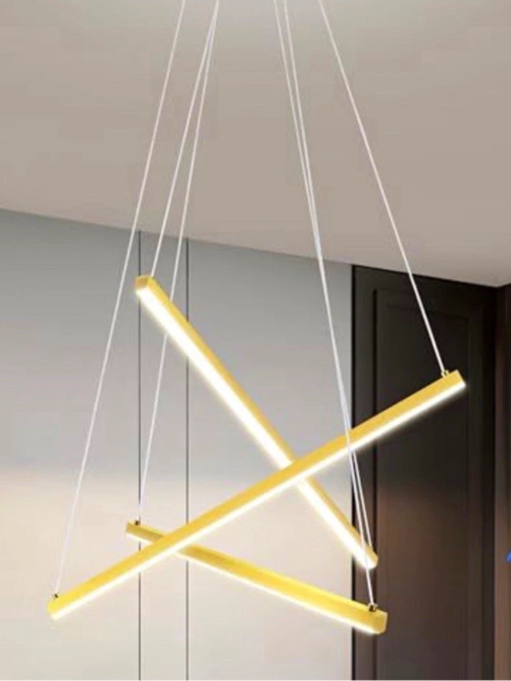 Modern Yellow LED Hanging Trio Pendant Light - Contemporary Party Fixture